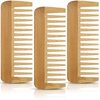 Patelai 3 Pcs Wide Tooth Wooden Comb, Wood Hair Combs, Anti-static Hair Detangler Wooden Comb, No Handle Styling Shampoo Comb for Curly Wavy Long Hair