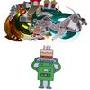 16pc Fun Robot Themed Hanging Swirls Birthday Party Decorations Happy Birthday Gear Up Robots Ceiling Swirls Robot Party Streamers for Tech-Loving Child Kids Birthday Baby Shower Party Supplies