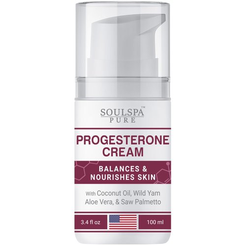 Soulspa Pure Progesterone Cream for Women - Phytoestrogen Complex with Wild Yam & Coconut Oil, Bioidentical Progesterone Cream for Daily Moisturizing & Skin Care, Progesterona Crema para Mujer, 3.4 oz