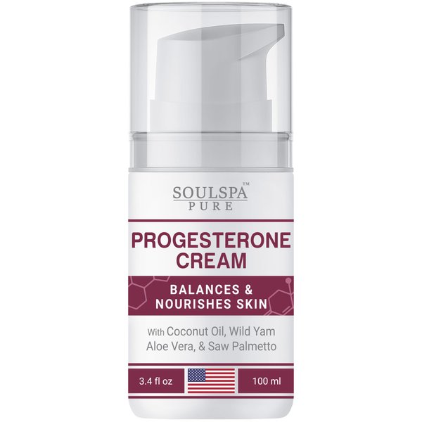 Soulspa Pure Progesterone Cream for Women - Phytoestrogen Complex with Wild Yam & Coconut Oil, Bioidentical Progesterone Cream for Daily Moisturizing & Skin Care, Progesterona Crema para Mujer, 3.4 oz