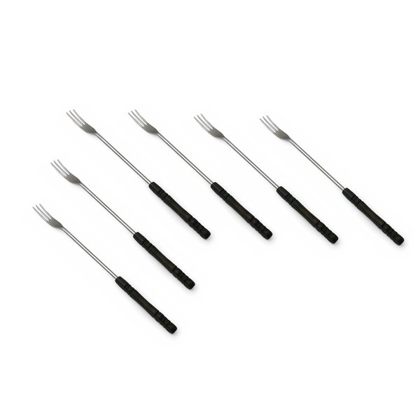 Swissmar Set of 6 Cheese Fondue Forks, Dark Wood Handles