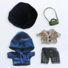 niannyyhouse Berets Sweater Blue Sweatshirt Plaid Pants Green Backpack Dress Up 7.8in（20cm） Plush Doll Clothes
