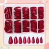 Bellelfin 240Pcs Almond Press on Nails Short, Glossy Red Fake Nails Full Cute False Nails Solid Color Acrylic Almond Nails Press on with 5 Sheets Adhesive Tabs for Women Girls Fingernails Artificial