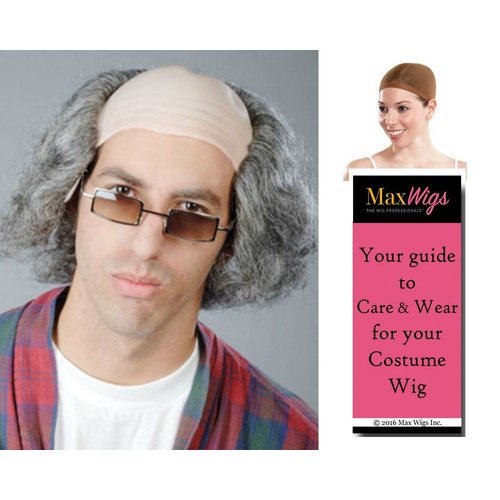 Old Man color MIXED GREY - Enigma Wigs Comb Over Grandpa Sly Bald Grumpy men Bundle with Cap, MaxWigs Costume Wig Care Guide