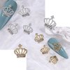 20Pcs Crown Nail Charms Silver Luxury Nail Rhinestones for Gold Silver Luxury Nail Gems Crafts Alloy Exquisite Crown Nail Art Charms Designs Acrylic Silver Nails Shiny for Women DIY Decoration