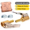 Toolwiz 2pcs Air Chuck 1/4 Inch Brass Portable Open Flow Lock On Tire Inflator Chuck Tyre Valve Inflator Hose Adapter Tire Chucks Air Compressor Hose End with Barb Connector for Hose Repair
