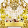 Gold Birthday Decorations - Gold Party Decorations Set with Birthday Banner, Gold White Confetti Balloons, Gold Foil Fringe Curtains, Gold Tablecloth for Girls Women Men Kids Baby