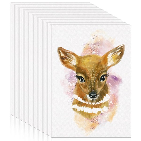 120 Sheets Watercolor Paper Bulk, 140 lb/300 GSM Cold Press Paper White Water Color Paper for Kids Child Students Adults Artists Drawing Valentine Gift Cards(2.5 x 3.5 inch)