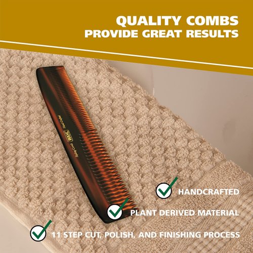 Wahl Beard, Mustache, & Hair Styling Comb for Men's Grooming - Handcrafted & Hand Cut with Cellulose Acetate - Smooth, Rounded Tapered Teeth - Model 3328