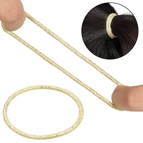 TecUnite 50 3mm Gold Hair Elastic Ties No-metal Small Rubber Bands Thin Hair Ties Ropes Ponytail Holders with 50 Hair Bobby Pins, Hair Accessories for Women (Gold)