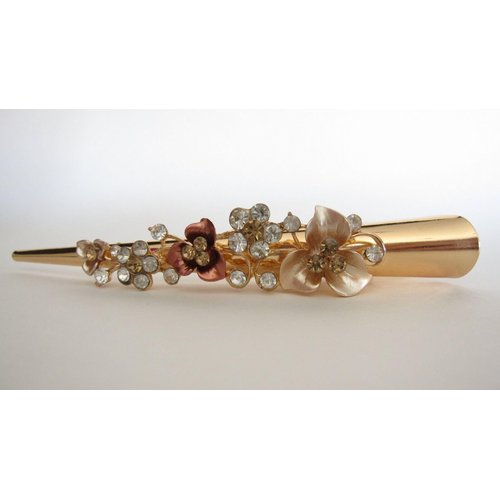 Gold tone rose gold flowers metal alligator hair claw clip clamp