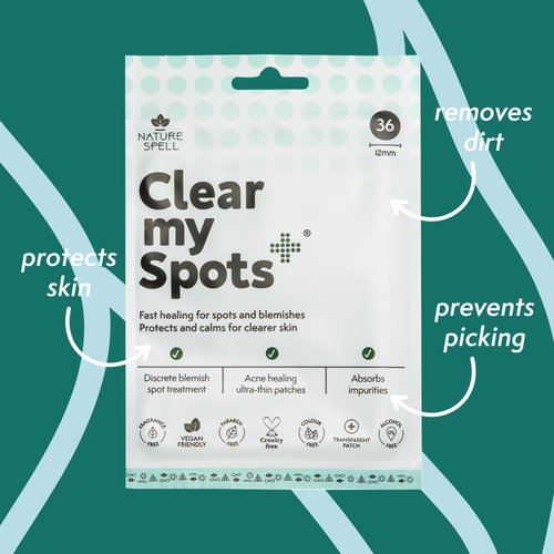 Nature Spell Clear My Spots Pimple Patches, Translucent Hydrocolloid Patches, Fast-Healing Acne Spot Treatment, Acne Patches, Pack of 36