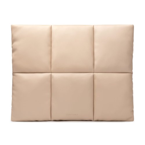Comfyable Puffy Laptop Sleeve 13 Inch 14 Inch, Puffer Laptop Carrying Case for Women, Pillow Case Compatible for MacBook Air M3 2024 M2 M1, MacBook Pro 13 in 14 in, PU Leather Cover, Beige