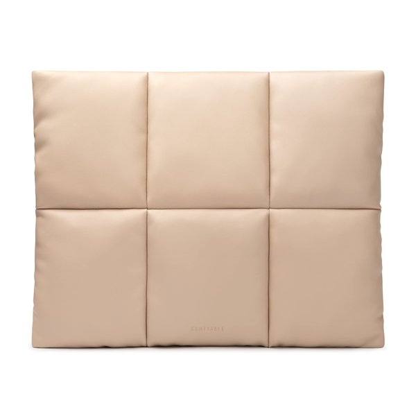 Comfyable Puffy Laptop Sleeve 13 Inch 14 Inch, Puffer Laptop Carrying Case for Women, Pillow Case Compatible for MacBook Air M3 2024 M2 M1, MacBook Pro 13 in 14 in, PU Leather Cover, Beige