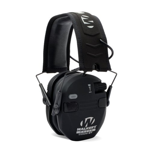 WALKER'S Razor Electronic Quad Muff w/ Bluetooth | 4 Mics 360-Degree Sound Capture 23dB NRR Hearing Protection Range Shooting Earmuffs w/ 2 AAA Batteries, Black