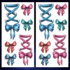 Oottati 2 Sheets Colorful Ribbon, Blue Pink 3D Bow Tie Leg Shoelace Waterproof Arm Hand Temporary Tattoo Stickers Look Real and Last Long
