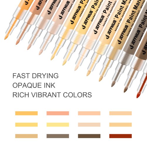 YOOHO Skin Tone Acrylic Paint Pens, Paint Markers for Wood,Glass,Fabric,Rocks Painting Paint Pens (0.7skin tone)