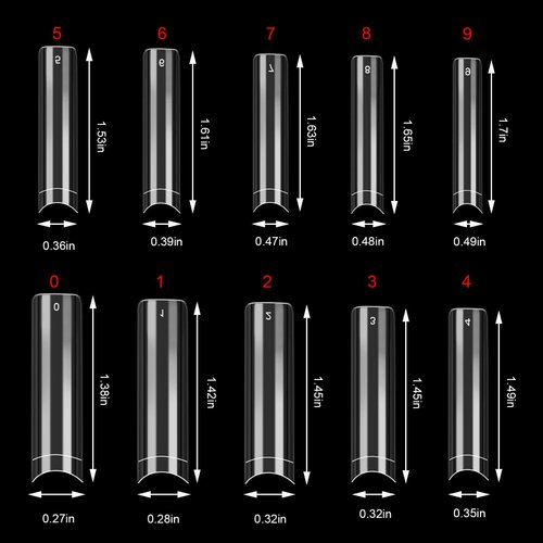 500pcs XL No C Curve Nail Tips Acrylic Clear Half Cover Square Nail Tips Straight Clear Nail Tips Half Cover Long Fake Nails Tips for Nail Salons Home DIY Nail Art