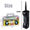 2PCS Inflatable Boombox and Mobile Phone - 80s 90s Party Decorations Supplies Cosplay Props - Rappers Hip Hop B-Boys Costume Accessory