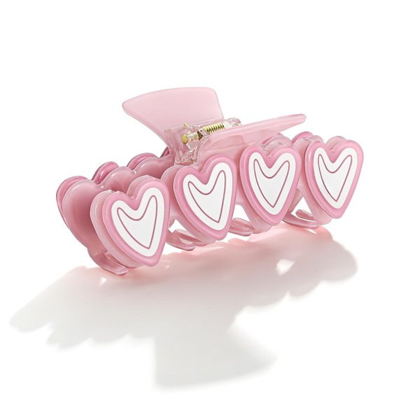 TOVABA Hair Claw Clips for Women Pink Heart Shape Hair Clips Cute Medium Hair Clips Trendy Hair Claw Clips Hair Accessories for Women Strong Hold Jaw Hair Clip for Thick Thin Hair