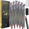Ink Permanent Waterproof Eyebrow Mapping Pencils for Permanent Makeup, Microblading, and Blades Henna Applications 12 Piece Brow Mapping Peel Off Pencil Set with Shaper/Sharpener and For Marking (Red)