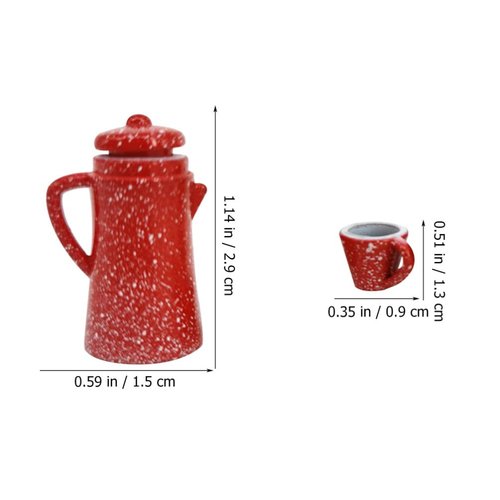 Kisangel 5pcs Dollhouse Miniature Teapot Tea Kettle Tea Cup Model Doll House Decoration Pretend Play Tea Set Food Ornament Accessories