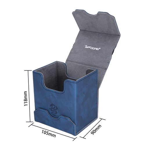 Zoopin Leather Deck Box with Built-in Spinning Life Counter, Blue for MTG,Yugioh,Pokeman,TES Legacy,Munchkins CCG Decks and Also Small Tokens or Dice- Hold 100 Sleeved Cards or 150 Naked Cards …