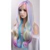 BERON 27 Inches Long Curly Mixed Color Charming Soft Full Wig with Bangs Wig Cap Included