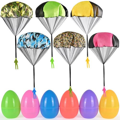 VAPCUFF Easter Gifts for Kids, 6 Pack Parachute Easter Eggs with Toys Inside Easter Basket Stuffers for Boys Girls Easter Toys Easter Party Favors