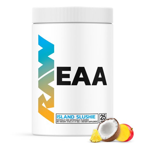 RAW EAA Amino Acids Powder, Island Slushie (25 Servings) - Pre Workout Amino Energy Powder for Strength, Endurance, Recovery & Lean Muscle Growth - BCAA Amino Acids Supplement for Men & Women