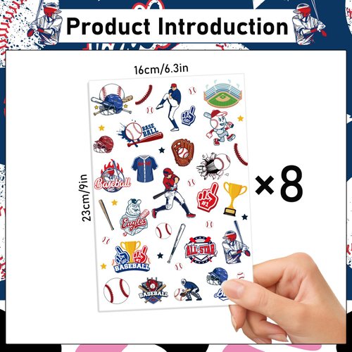Gameza Baseball Temporary Tattoos - 200+ Baseball Tattoos Baseball Birthday Party Favors Decorations Baseball Baby Shower Favors Fake Baseball Tattoos Temporary Face Tattoos Sticker Boys Kids