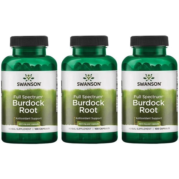 Swanson Burdock Root Kidney '&' Liver Support - Detox Skin Helps Remove Toxins From The Body - Support Well Being And Healthy Immune System - Herbal Antioxidant Supplement (460 mg 100 Capsules) 3 Pack