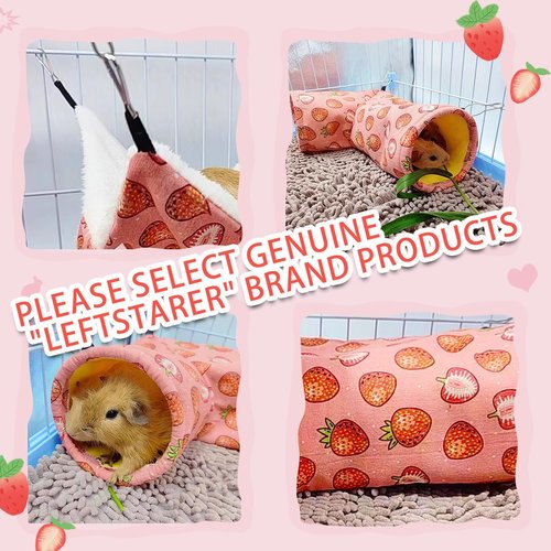 LEFTSTARER Pet Small Animal Hanging Hammock Ferret Bunkbed Cage Toy for Hamster Rat Sugar Glider Parrot Guinea Pig Hideout Play Sleep (Strawberry)