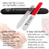 3 Swords Germany - Brand Quality Clear Double Sided Glass Nail File for Women & Girls, Perfect for Natural Fake Gel Artificial Acrylic fingernail, incl. Nail Buffer & Tube case for Travel (313)