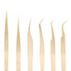 FEITA Eyelash Extension Tweezer Set Gold Lash Applicator Tool - Precision Lashes Diamond Grip Tweezers for 2D-6D Volume & Individual Eyelashes Extensions Supplies (6Pcs)