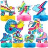 Hotop 9 Pcs Roller Skating Party Supplies Roller Skate Table Centerpiece 3D Honeycomb Skateboard 80s 90s Party Decorations for Skate Party Supplies Table Decorations