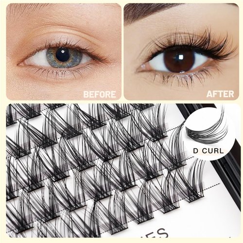 Vayator Wide Cluster D Curl Professional Makeup Individual Cluster Eyelashes Grafting Fake False Eyelashes Eyelash Extension Individual Eyelash (D#12+14mm Mixed)