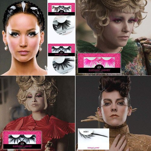 Elegant Lashes F404 Premium Black Feather False Eyelashes Halloween Dance Rave Costume
