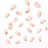 French Tip Press on Nails Pink Fake Nails Short Almond False Nails with Cute Frog Tip Designs Nude Pink Glue on Nails Cherry Flower Stick on Nails Full Cover Summer Acrylic Nails Cute Artificial Nails