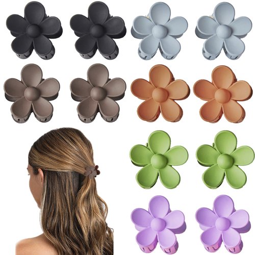 12 PCS Small Flower Hair Claw Clips for Women Kids Girls Teens, 1.37 Inch Mini Jaw Clips Clamps Nonslip Clip/Hair Accessories Tiny hair clips(6 Colors)