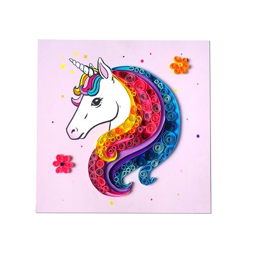 C.S. Kids DIY Paper Quilling Arts & Crafts Gifts – Unicorn| 3D Paper Quilling Design Kits for Kids, Make Your Own Paper Art (Paper Strips & Tools Included)