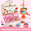 SMILESSKIDDO 46PCS Tea Party Set for Little Girls - Princess Tea Party Set,Kids Kitchen Pretend Play Toys - Toddler Tea Party Sets for Girls 3-5, Girls Tea Party Set Gift for 3 4 5 6 7 8 Girl(Garden)
