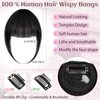 Fanguilar Clip in Bangs, Bangs Hair Clip Real Human Hair Wispy Bangs Clip in Hair Extensions, Dark Black Air Bangs Fringe with Temples Hairpieces for Women, Curved Bangs Clip on Bangs for Daily Wear
