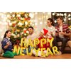 16 Inch Gold Happy New Year Letter Balloons, Big 2025 Happy New Year Letter Balloons Foil Gold Balloons for 2025 Happy New Year Eve Celebration Decorations Party Supplies New Years 2025 Balloons Gold