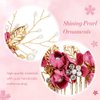 Cinaci 18 Pieces Bridal Wedding Party Prom Pearl Rhinestone Rose Red Flower Hair Side Combs Slides+U-shaped Flower Hair Pins+Twist Spiral Hairpins Floral Headpieces for Brides Bridesmaids Women Girls