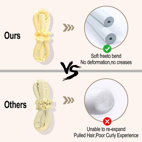 Heatless Curling Iron，Heatless Curling Iron Headband，Overnight Curling Headband，Heatless Curling Iron Headband for Long Hair Design and Create Your own Hairstyle Anytime, Anywhere (Beige)