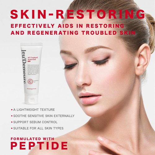 JEU'DEMEURE Korean skin care AC Control Gel Acne Treatment for Sensitive Skin, Pimple Breakout, Peptide, Calming, Blemish Acne 2.53 fl oz