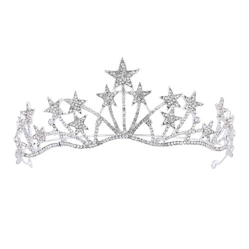 FRCOLOR Star Headband Crown, Star Crown Star Headband Crystal Tiara Crown Star Bridal Wedding Princess Pageant Queen Crown Rhinestone Hair Jewelry for Women Bridal