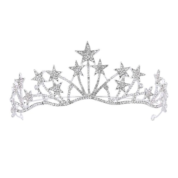 FRCOLOR Star Headband Crown, Star Crown Star Headband Crystal Tiara Crown Star Bridal Wedding Princess Pageant Queen Crown Rhinestone Hair Jewelry for Women Bridal