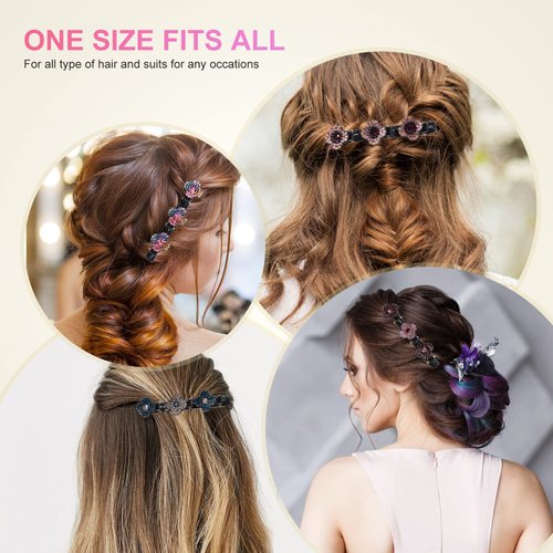 Sparkling Crystal Stone Braided Hair Clips, Four-Leaf Clover Chopped Hairpin Duckbill Clip, Braided Hair Clip with Rhinestones for Women/Girls (A-8PCS)